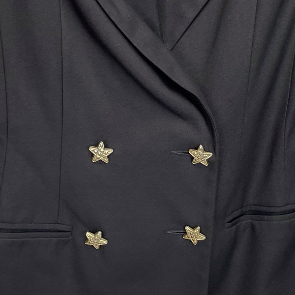 🍁 Vintage Double Breasted Lined Blazer Star Buttons Jacket Embroidered Coat 10 - Picture 3 of 7